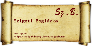 Szigeti Boglárka névjegykártya