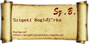 Szigeti Boglárka névjegykártya